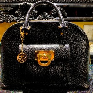 Stylish DKNY structured black, textured like LV style Alma bag in good condition